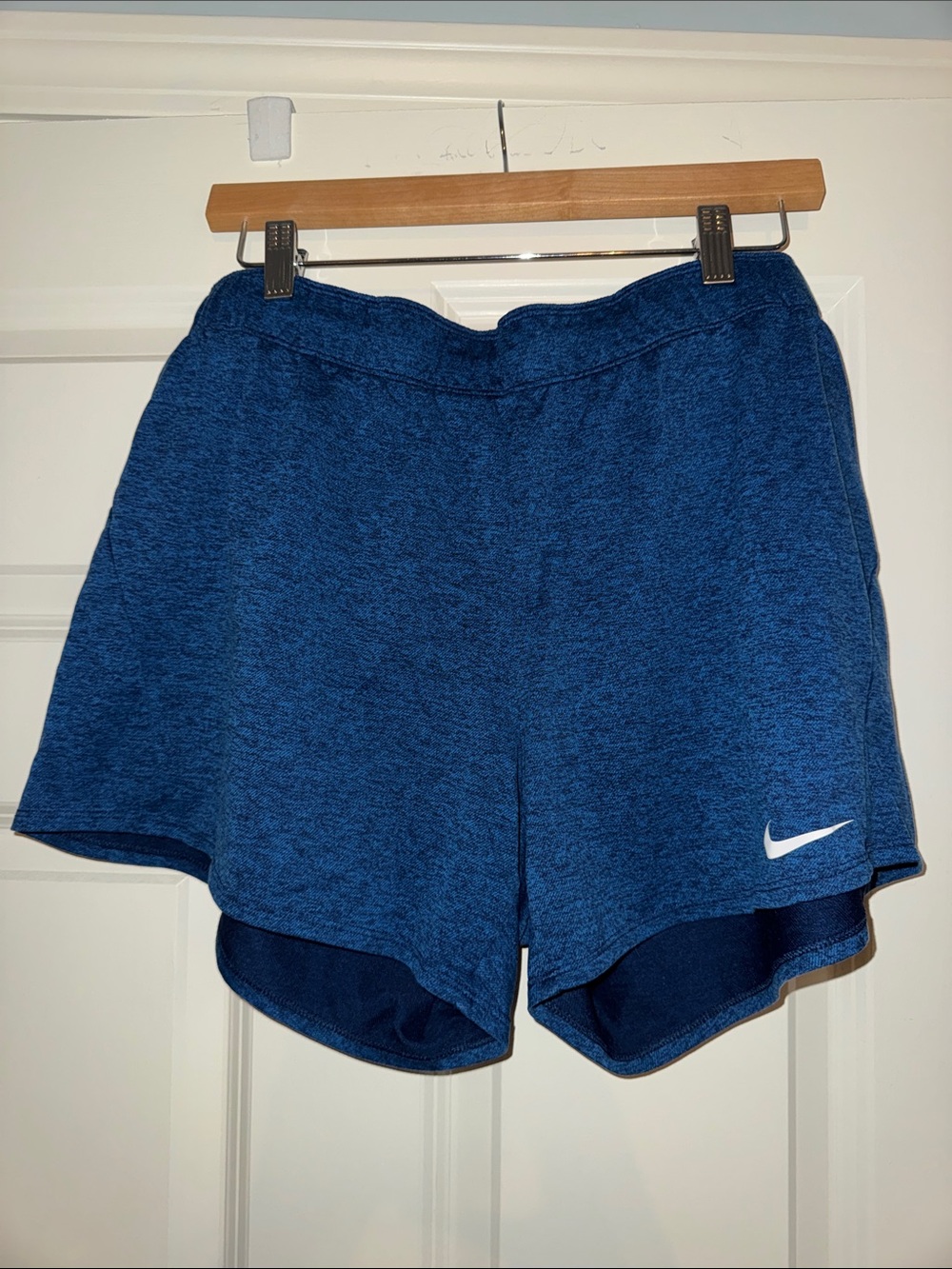 Nike Women's Heathered Navy Athletic Shorts with Swoosh